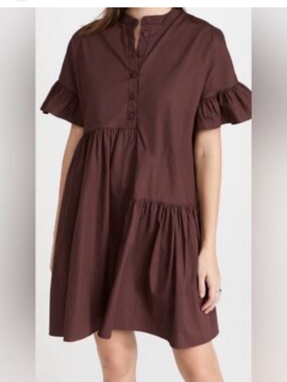 En Saison Brown Babydoll Mini Dress